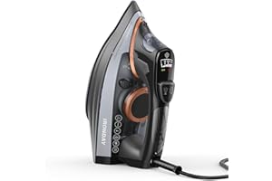 IRONDAY 1700W Steam Iron for Clothes with 300ml Large Water Tank, Clothes Iron with LCD Screen, Non-Stick Ceramic Soleplate, Auto Shutoff, Self-Cleaning, Ironing for Home