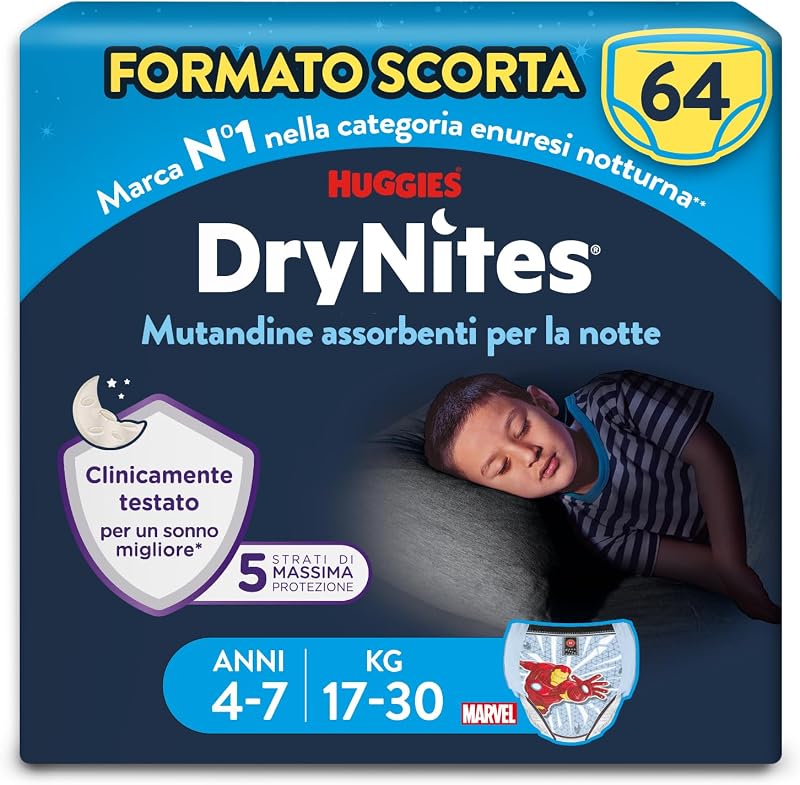 Drynites Pannolini Mutandina, Taglia M (17-30 Kg), 64 Pannolini