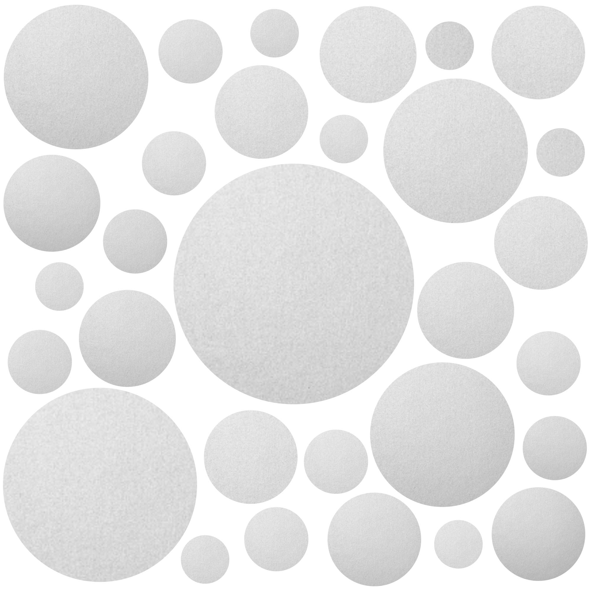 PREMYO Set of 30 Dot Wall Stickers Kids - Nursery Decor Easy to Apply - Decals for Bedrooms for Girls Boys Silver