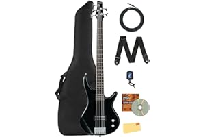 Ibanez GSR105EX SR GIO 5-String Bass Guitar - Black Bundle with Gig Bag, Tuner, Strap, Instrument Cable, Austin Bazaar Instructional DVD, and Polishing Cloth