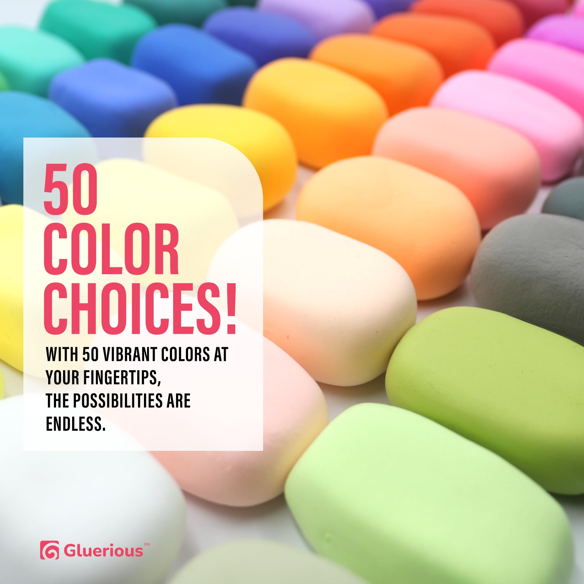 Air Dry Clay for Kids & Adults - Magic Modeling Clay Kit: 50 Vibrant Colors, 100 Googly Eyes, Soft & Safe Material - Creative Fun Arts and Crafts Set