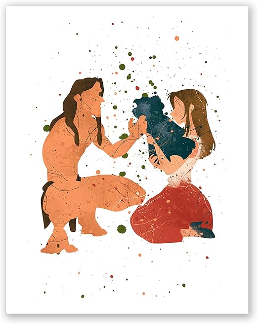 Amazon Pgbureau ターザンとジェーンポスター 子供部屋 壁アート ホームデコレーション 水彩画作品 かわいいイラスト パーティーデコレーション 誕生日 8x10 ウォールステッカー オンライン通販