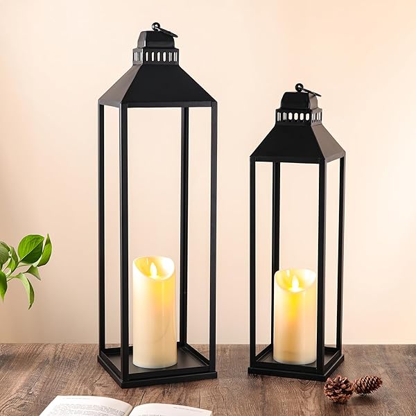 MATAHUM 23″ 19″ LARGE LANTERNS DECORATIVE OUTDOOR INDOOR,...