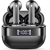 Wireless Earbuds, 2026 Bluetooth 5.4 Headphones Bass Stereo, Ear Buds with 4 Mics ENC Noise Cancelling, Bluetooth Earbuds 48H Playtime LED Display Charging Case, IP7 Waterproof in Ear Earphones, Black
