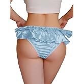 SHENHE Women's Satin Panty Layered Ruffle Low Rise Silky Coquette Bikini Underwear