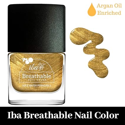 Iba Halal Care Breathable Nail Color, B23 Gold Sparkle, 9ml