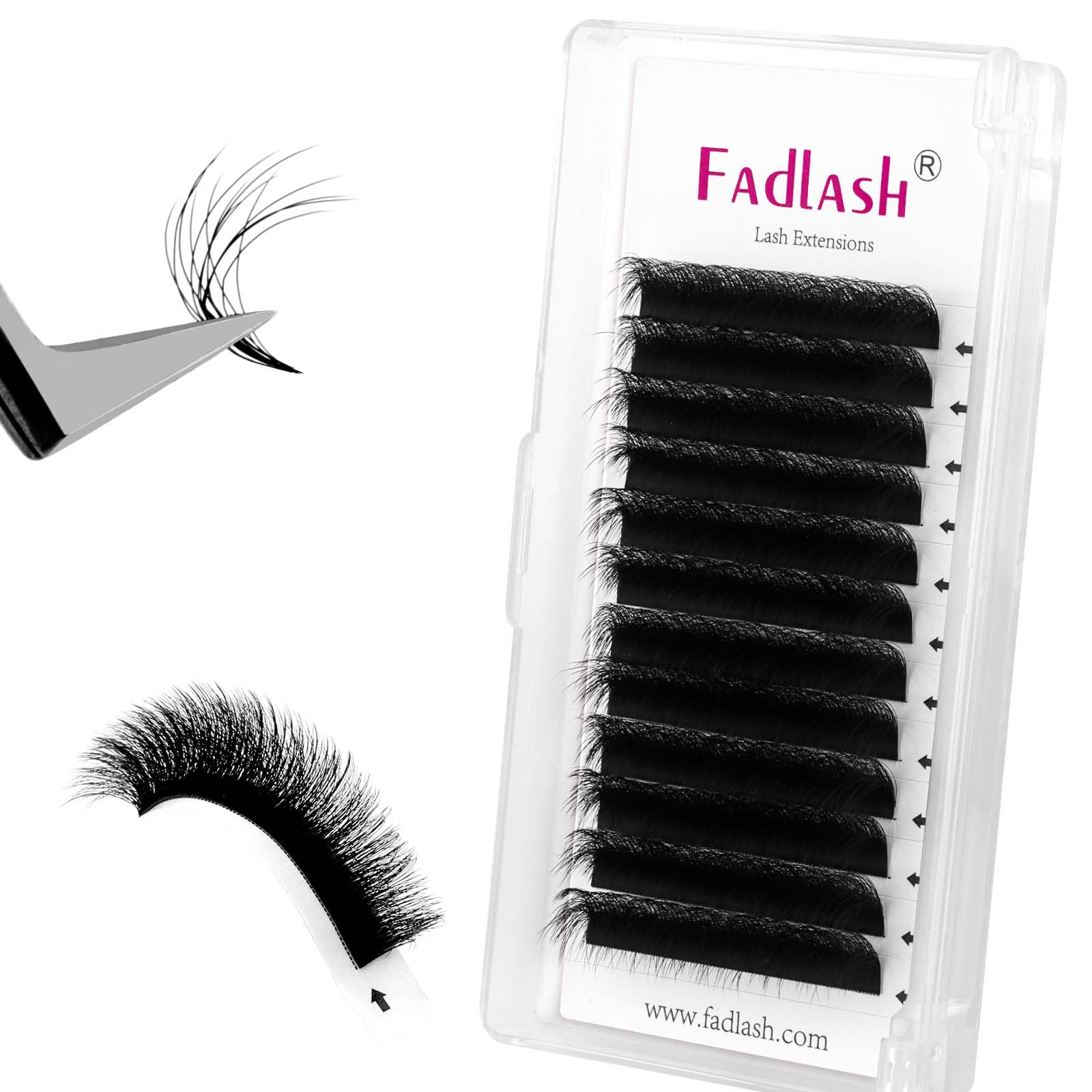 FADLASH Easy Fan Double Layer Lashes 0.05mm D Curl 8-13mm Natural Fluffy Automatic Flowering Russian Volume Eyelash Extensions Tray DIY Kit