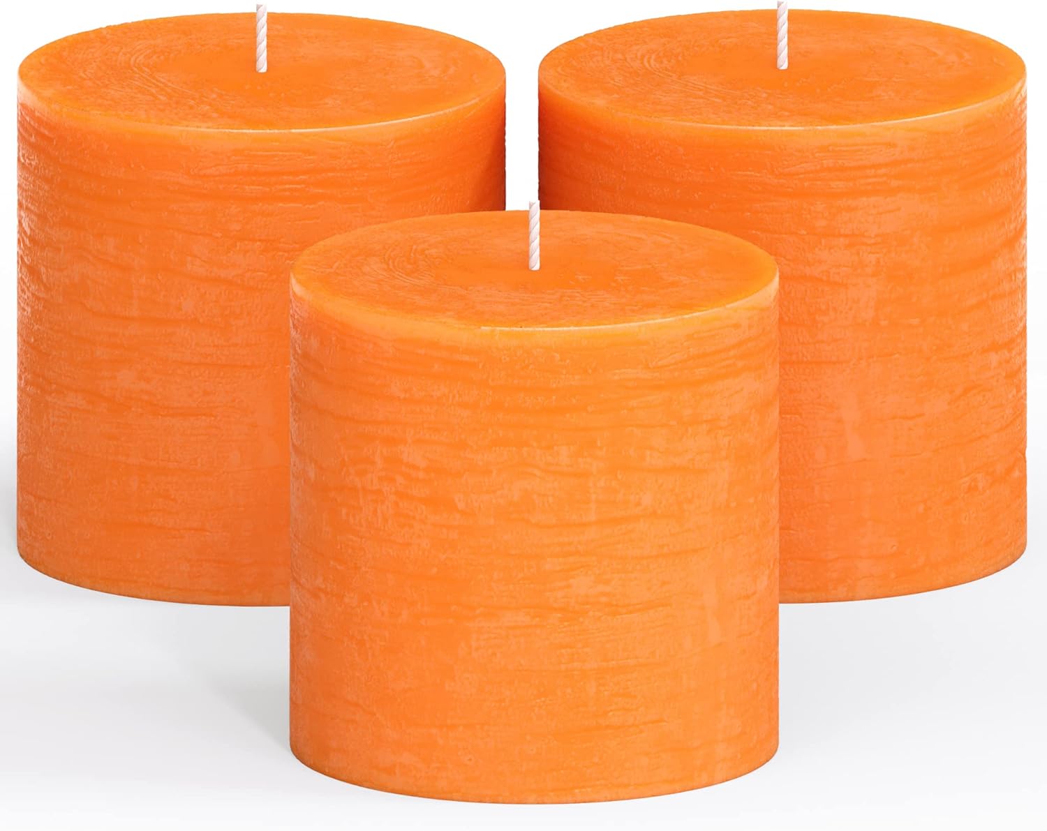 Candles & Holders - CANDWAX 3x3 Pillar Candle Set of 3 - Decorative Rustic Candles Unscented and No Drip Candles - Ideal as Wedding Candles or Large Candles for Home Interior - Orange Candles