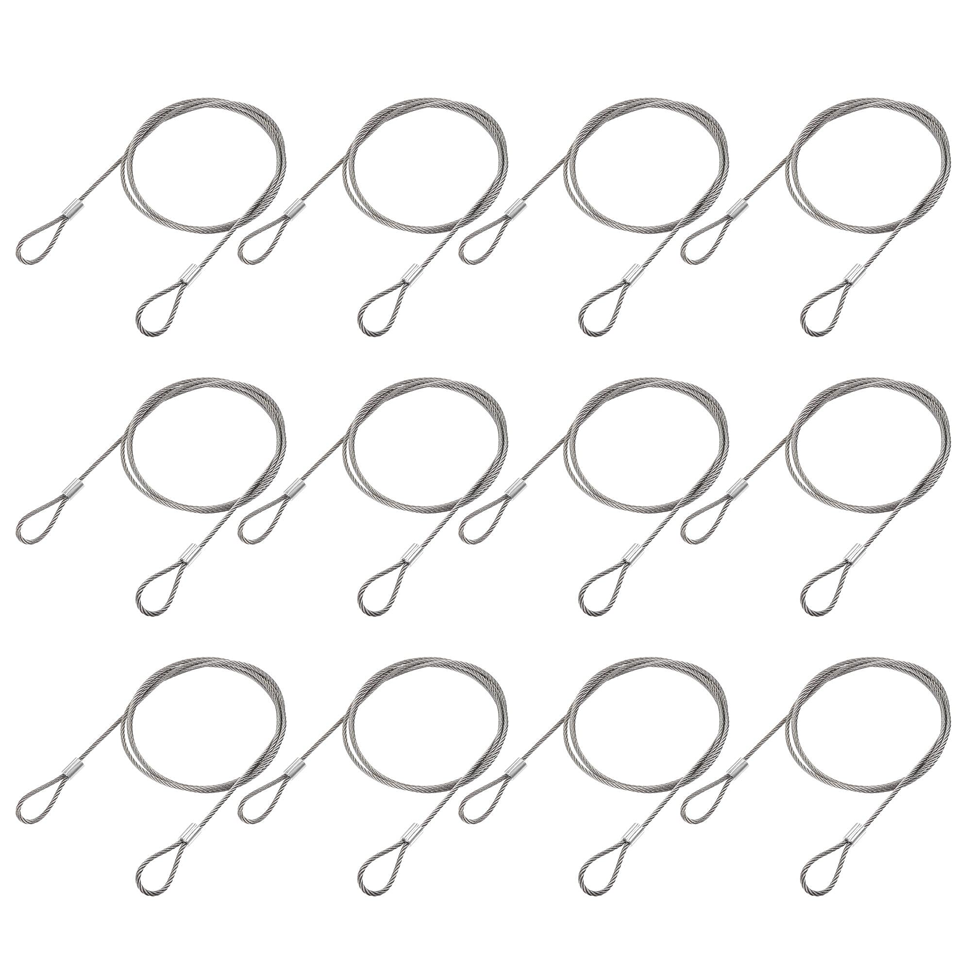 sourcing map Picture Hanging Wire Kit, 12pcs 1M Double Ring Hanging Wire for Home Picture Art Gallery Picture Display Kit, Load 88 Lbs