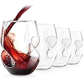 Final Touch Conundrum Red Wine Glasses - Set of 4 Stemless Handcrafted Glasses - 16 Ounce - Curves for Comfortable Holding - Dishwasher Safe (GG5009)