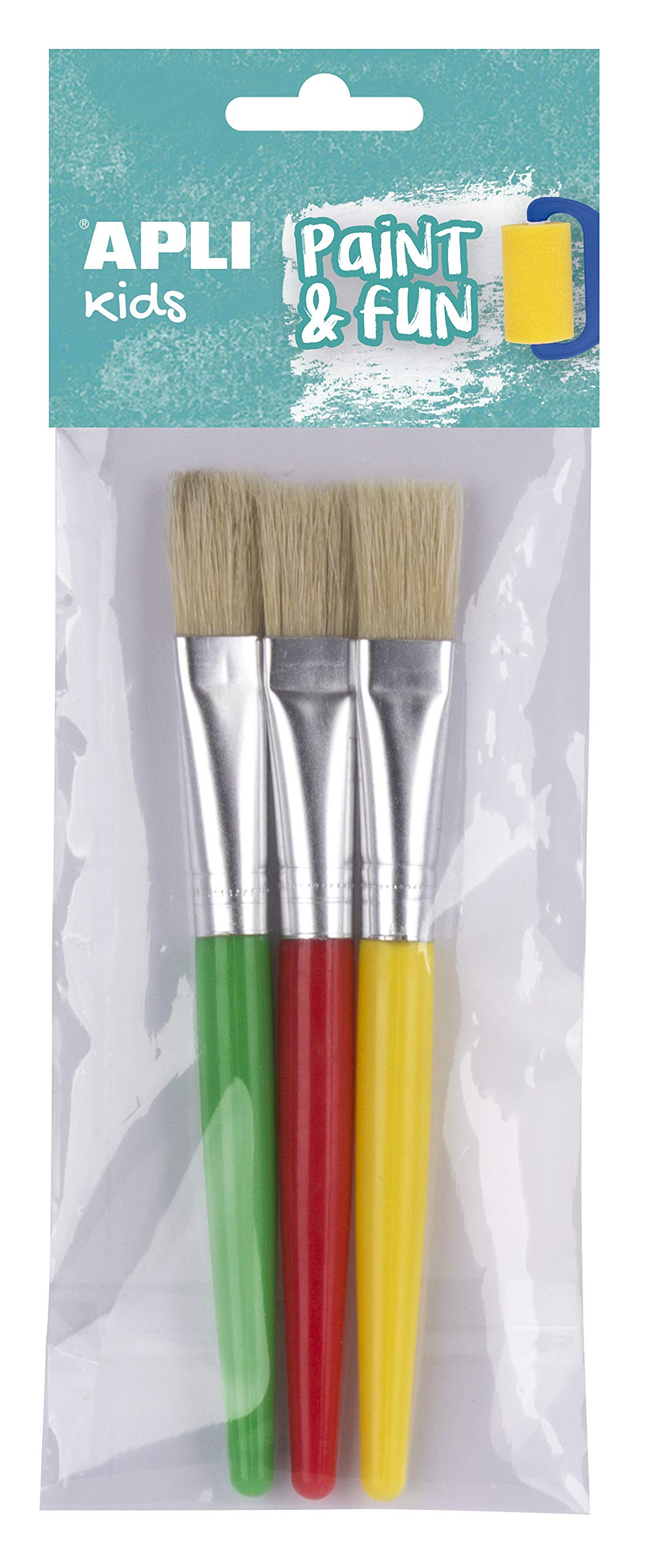 APLI Kids 17461 Jumbo Plastic Flat Tip Brush (Pack of 3)