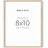 HAUS AND HUES Beige Oak Wood 8x10 Picture Frame - Modern Wood Wall Art Display - Lightweight 8x10 Frame for Art Prints, Photos, Posters - Ready-to-Hang Vertically & Horizontally