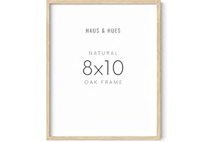 HAUS AND HUES Beige Oak Wood 8x10 Picture Frame - Modern Wood Wall Art Display - Lightweight 8x10 Frame for Art Prints, Photos, Posters - Ready-to-Hang Vertically & Horizontally