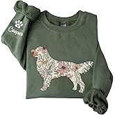 Julyly POD Personalized Golden Retriever Sweatshirt with Dogs Name, Wildflowers Golden Mama Shirt, Dog Crewneck, Golden Dog Sweater, Dog Lover Gift, Golden Mom Tee, Dog Mom Sweatshirt, Dog Mom Gifts