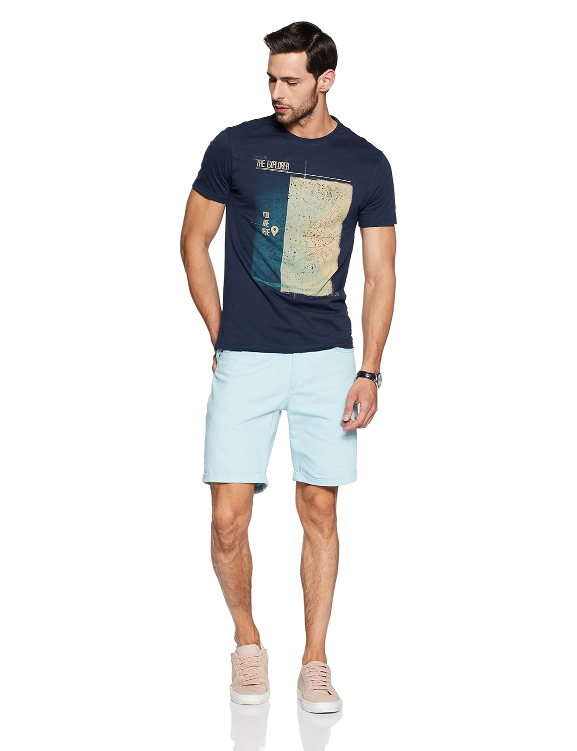 peter england men's solid slim fit t-shirt