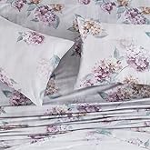 DAUAOTO Twin XL Cotton Sheets Set Printed Bedding Sets, Up to 14" Deep Mattress, Floral Pattern Bedlinen for Twin Extra Long Bed, Hydrangea Gray Lilac