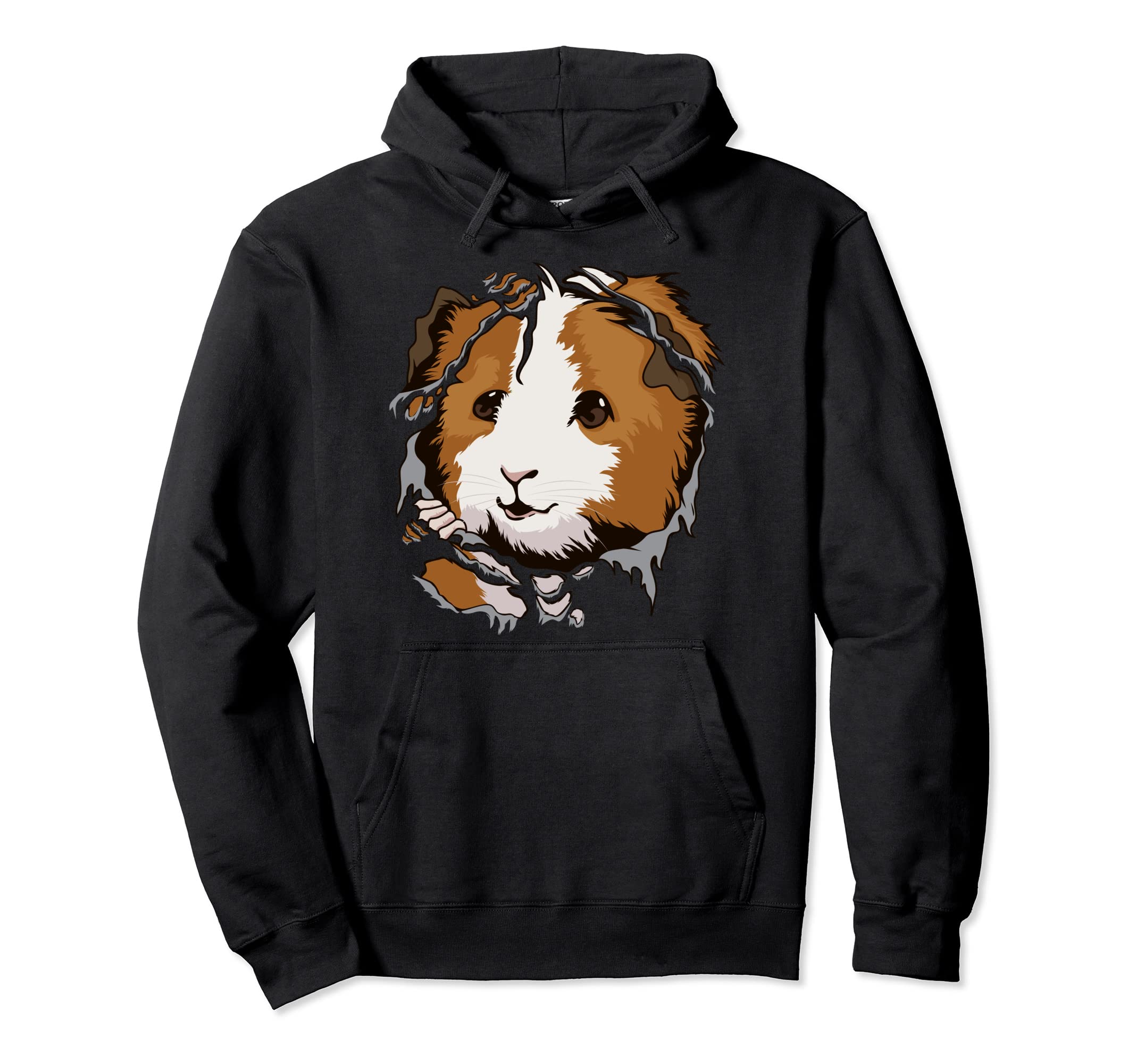 Guinea Pig From Inside Torn Apparel Cavy Guinea Pig Pullover Hoodie