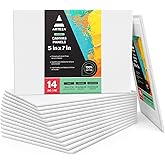 ARTEZA Canvas Boards for Painting, 5 x 7 Inches, Pack of 14, Blank White Small Canvas Panels for Acrylic, Oil and Gouache Painting