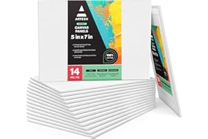 ARTEZA Canvas Boards for Painting, 5 x 7 Inches, Pack of 14, Blank White Small Canvas Panels for Acrylic, Oil and Gouache Painting