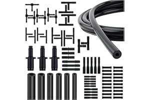 STACOOL 6PCS 5Ft Silicone Vacuum Hose Kit with 64PCS Connectors,100PSI Vacuum Hose Automotive Parts Include 1/8" 5/32" 3/16" 1/4" 5/16" 3/8" ID,Silicone Tubing for Auto Line Replacement