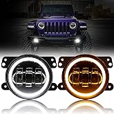 Auxbeam 4 Inch LED Fog Lights for Jeep Wrangler JK Rubicon Unlimited JKU 2007-2018, 60W Driving Offroad 4" Round Fog Lamps w/