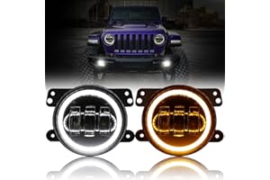 Auxbeam 4 Inch LED Fog Lights DOT Approved for Jeep Wrangler JK Rubicon Unlimited JKU 2007-2018, 60W Driving Offroad 4" Round