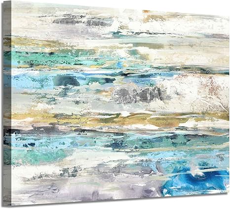 Amazon.com: Cuadro abstracto lienzo arte de la pared: arte azul marino con  papel de plata pintado a mano pintura para sala de estar (91 x 60 x 1  panel): Home & Kitchen