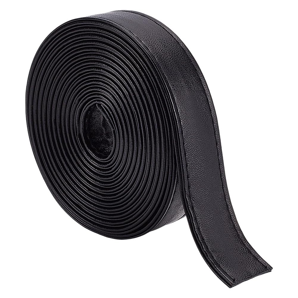 HOBBIESAY 2mm Wide Leather Strips With Stitching Flat Imitation Leather Cord Black Double Sided Imitation for Crafts DIY Projects Clothing Pet Collars Traction Ropes Belt Keychains Wrapping