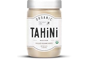 Organic Tahini Paste 16 oz (1lb) - Smooth Tahini Organic from Hulled Sesame Seeds - USDA Certified, Kosher, Gluten Free - Creamy Tahini Sauce & Sesame Paste for Cooking - The Holly Tree