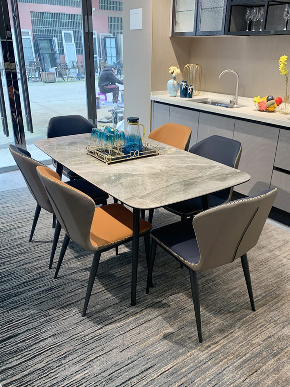 Mua LITFAD Contemporary Dining Set with Sintered Stone Dining Table and ...