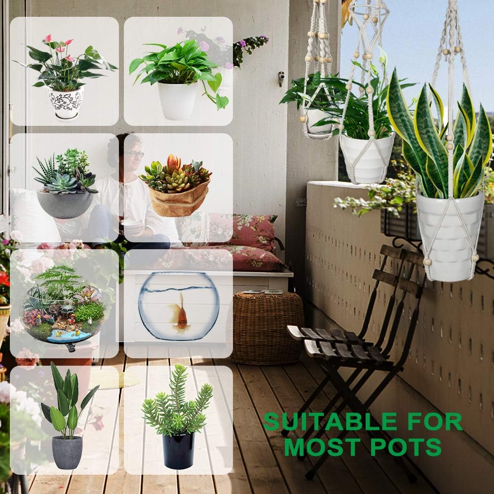 Virgooer 3 Pack Macrame Plant Hangers Indoor Hanging Planters with 6 Hooks, Handmade Cotton Rope Hanging Plant Holder with Beads for Boho Home Décor (3 Sizes, 4 Legs): Kitchen & Dining