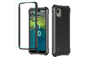 Aulzaju for Nokia C110 Case,Nokia C110 Phone Case with Screen Protector Front Back Full Body Heavy Duty Protection Soft Raised TPU Edge Cover for Nokia C110 N156DL (Black)