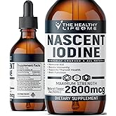 Nascent Iodine Supplement | 2800mcg | Potassium Iodide | Iodine Drops | 100% Vegan | Clear Color | Large 2oz