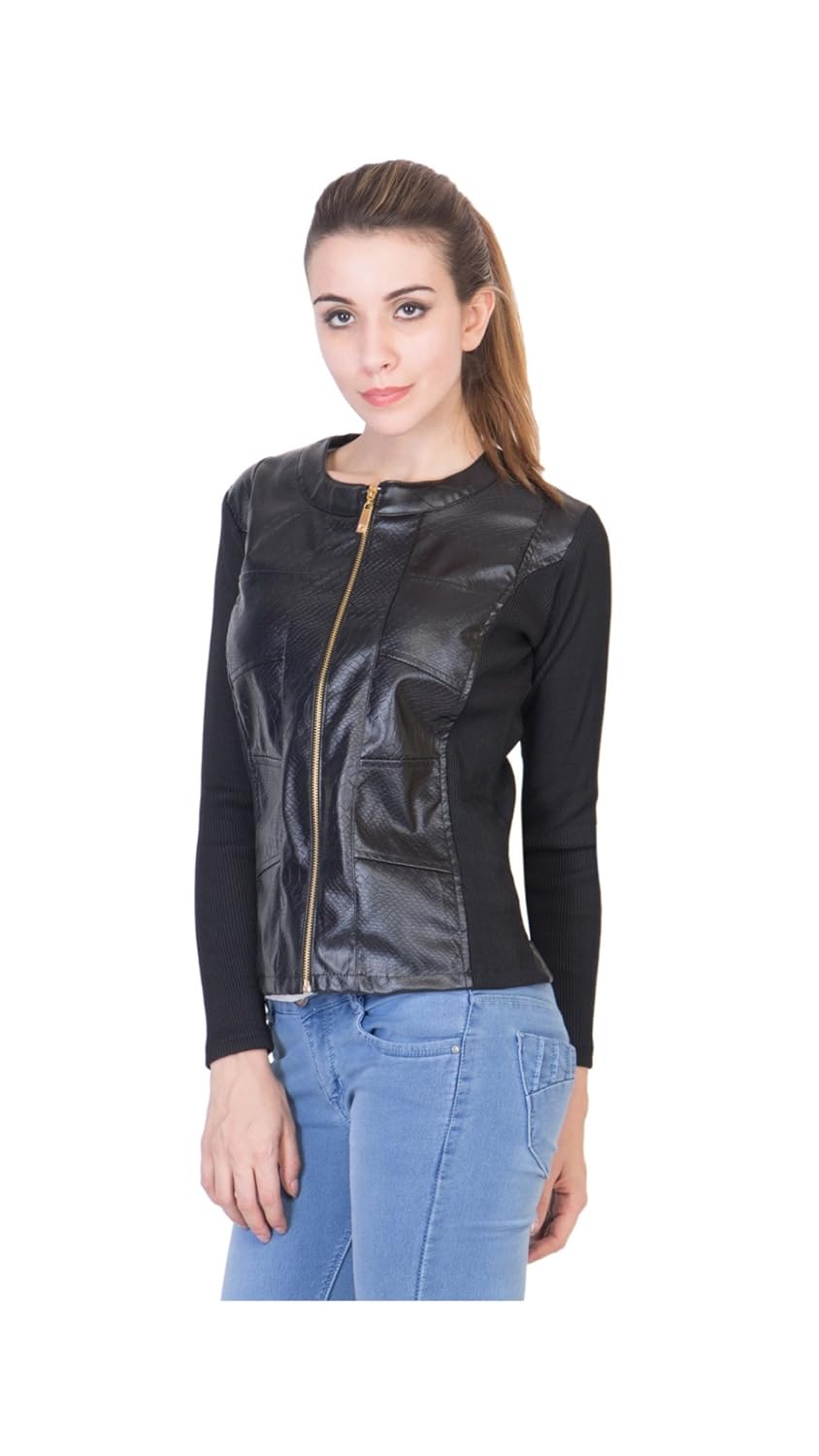raabta fashion women's faux leather jacket (rjw2022, black, medium)