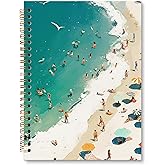 JRTW Watercolor Coastal Beach Notebook Journal, Ocean Beach Lovers Gifts for Women Men, Ocean Journal Gifts, Spiral Journal 5.5x8.3 Inch