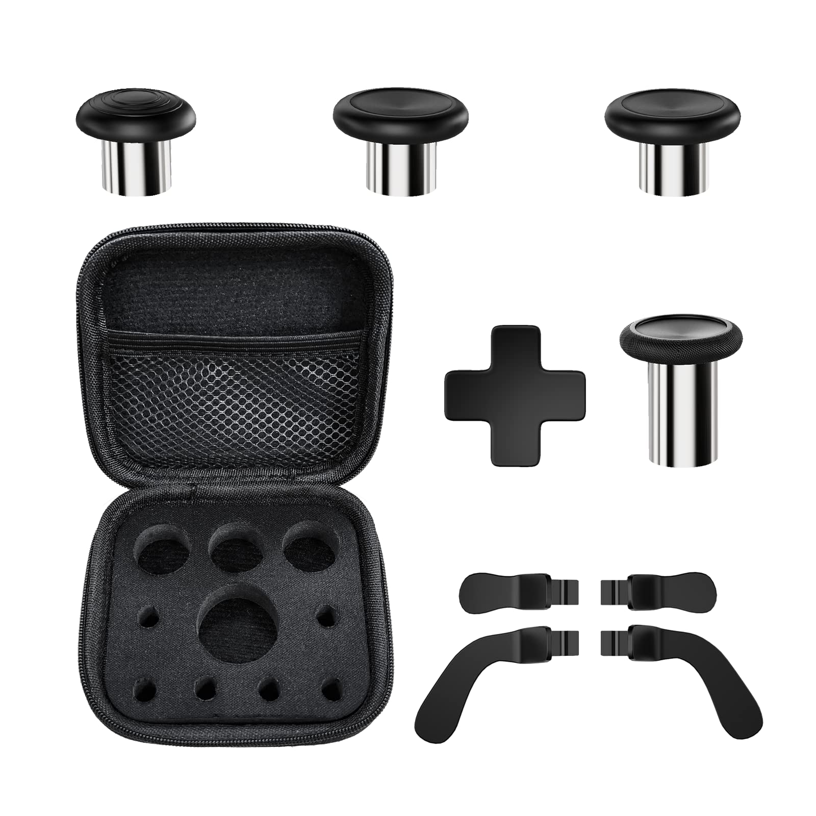 DUXICEPIN Complete Component Pack for Elite Controller Series 2, Charging Station with 4 Paddles, 4 Thumbsticks, 1 Charging Dock, Adjustment Tool & Carrying Case (Black)