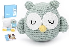 Cudroza Crochet Kit for Beginners Starter - Owl Crochet Kits with Step-by-Step Video Tutorials and Yarns, Hook, Accessories, Birthday DIY Handmade Craft Gift for Adults and Kids(30%+ Yarn)
