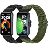 Relting 2 Pack Elastic Nylon Band Compatible with Huawei Band 10/9/8, Lightweight Breathable Sport Replacement WristBand for Men Women
