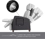 Grand patio Recliner Sun Lounger with Flip Table Beige Cushions Brown Wicker view 4