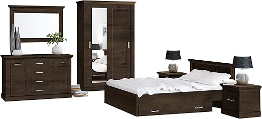 Mirjan24 Schlafzimmer Set Antica I Schwebeturenschrank Kommode Doppelbett Schublade Nachttisch Spiegel Esche Dunkel Esche Dunkel Amazon De Kuche Haushalt