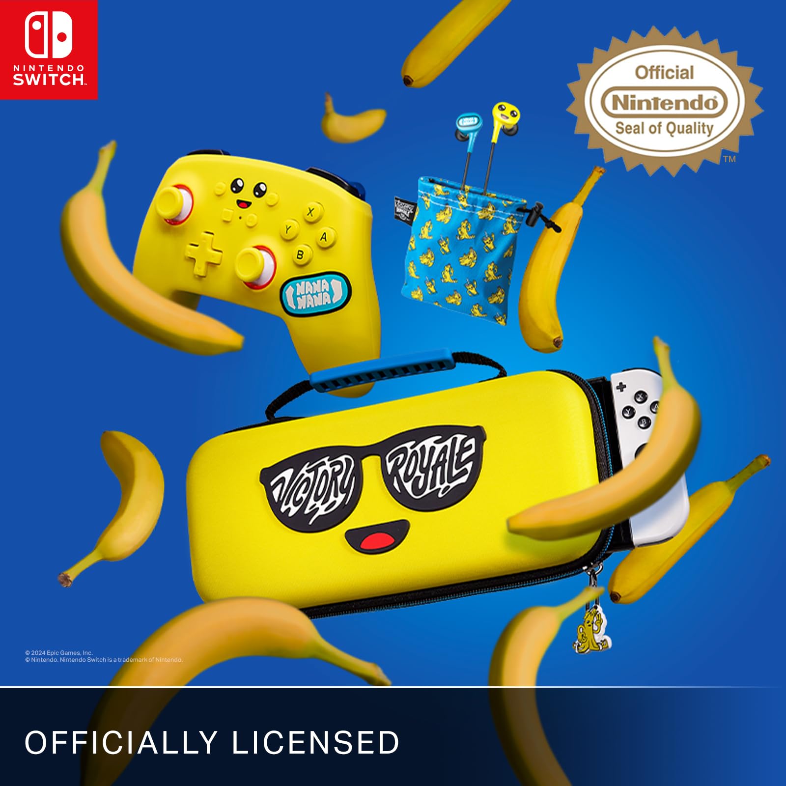 PowerA Wired Earbuds for Nintendo Switch – Fortnite Peely, 3.5 mm, Wired, Officially Licensed, Bonus Virtual Item and Matching Peely Drawstring Bag Included Mar 13, 2024