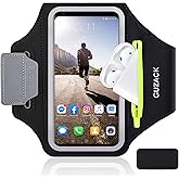 GUZACK Running Armband for iPhone 16 Pro 15 14 13 12 11 Pro Max/Plus/XR/XS, Galaxy S25/S24/S23/S22, with Card Slot & Key Pock