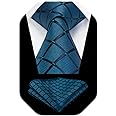 HISDERN Plaid Checkered Tie Handkerchief Woven Classic Formal Men's Necktie & Pocket Square Set