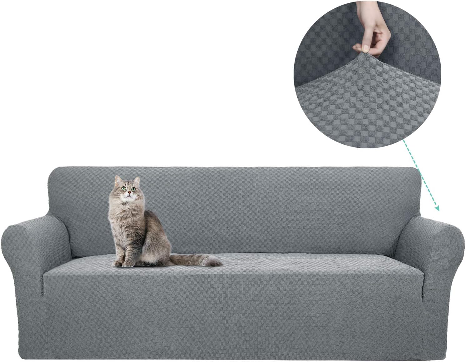 YEMYHOM Couch Cover Latest Jacquard Design High Stretch Sofa Covers for 2 Cushion Couch, Pet Dog