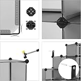 Songmics 16-Cube Storage Unit Shoe Rack DIY Shelving Grey LPC44G 30 x 111.2 x view 5