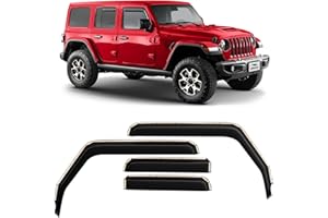 Voron Glass in-Channel Extra Durable Rain Guards for Jeep Wrangler JL 2018-2024/Jeep Gladiator 2020-2024,Window Deflectors,Vent Window Visors,4 Pieces - 220102