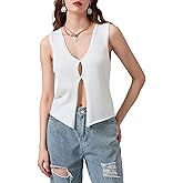 HengShunRui Women Sleeveless Knit Vest Button Down Crochet Sweater Tank Top