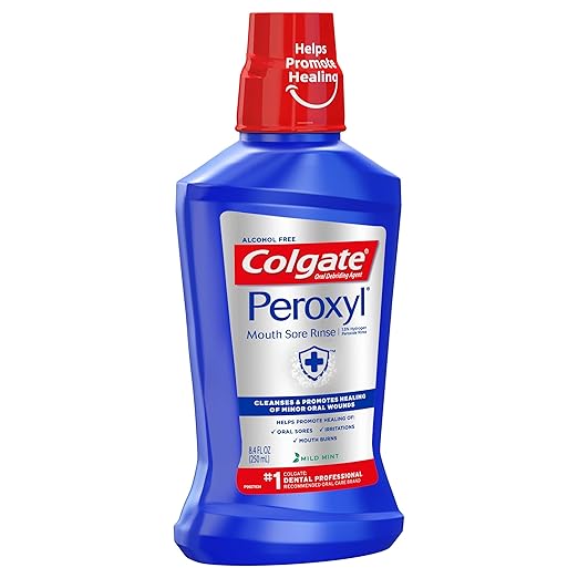 Amazon Com Colgate Peroxyl Antiseptic Mouth Sore Rinse Mild Mint 250ml 8 45 Fluid Ounce Colgate Mouthwash Beauty