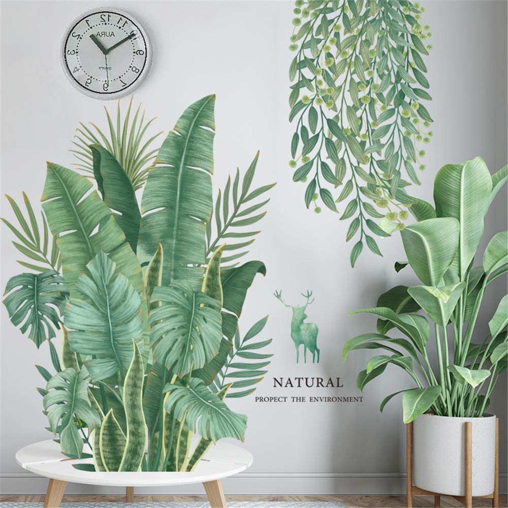 Wajade Wall Stickers Flower Leaves Wall Murals Removable Self-Adhesive Decals Art for Bedrooms Living Rooms (Banana Leaves)