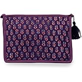 Quilted Makeup Bag- Large Capacity Cosmetic Bags for Women - Water Resistance Lining Portable Pouch & Open Toiletry Bag - Perfect Girls Makeup Organizer for Travel Essentials (Purple & Orange Floral)